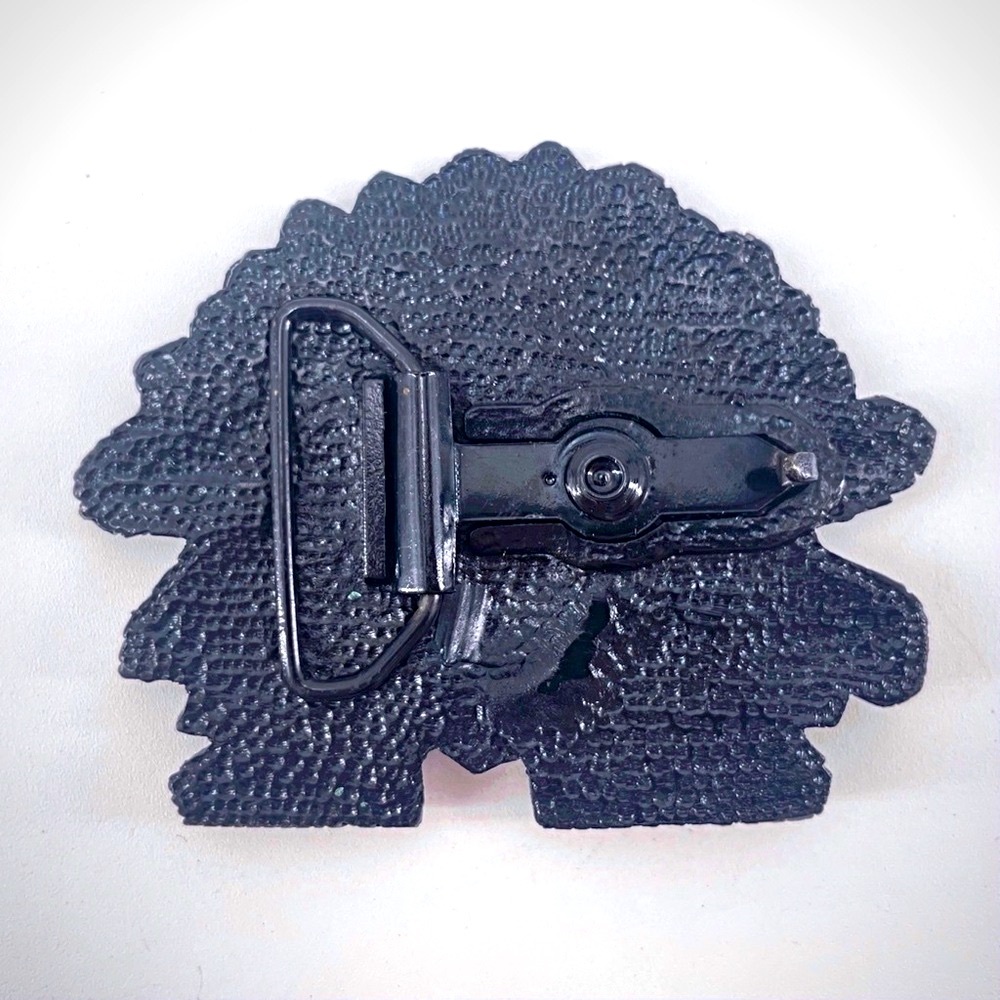 Native American Indian Chief Western Frontier Bronze Brass Belt Buckle 1970’s - Picture 2 of 3